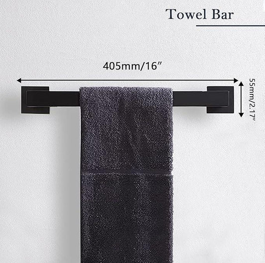 5-Pieces Matte Black Bathroom Hardware Accessories Set, SUS304 Stainless Steel Bath Towel Bar Set, Towel Racks for Bathroom Wall Mounted. - ModernBath