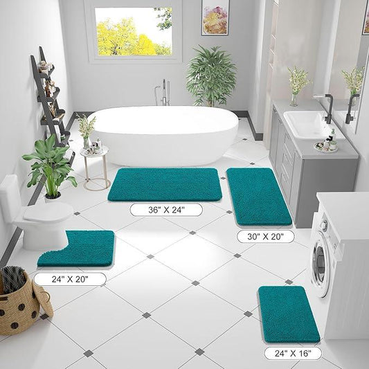 OLANLY Bathroom Rugs 30x20, Extra Soft Absorbent Chenille Bath Rugs, Rubber Backing Quick Dry, Machine Washable Bath Mats for Bathroom Floor, Tub and Shower, Home Decor Accessories, Deep Lake - ModernBath