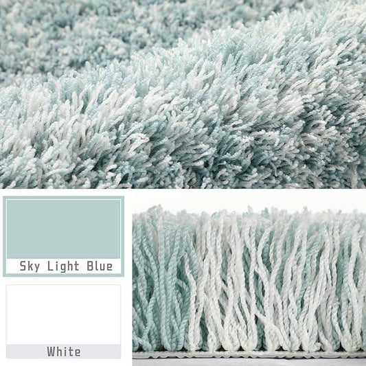 Yimobra Luxury Bathroom Rugs, Fluffy Bath Mats, Non Slip, Water Absorbent Microfiber, Machine Washable, Plush Carpet Shower Rugs, Thick Matts for Bathroom Floor/Tub, 44"x 24", Sky Light Blue and White - ModernBath