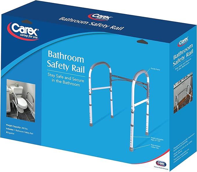Carex Toilet Safety Rails, Adjustable and Detachable Toilet Safety Frame with Handles for Elderly, Handicap, or Disabled, Heavy-Duty Non-Slip Bathroom Grab Bar, with Padded Handles and Aluminum Frame - ModernBath