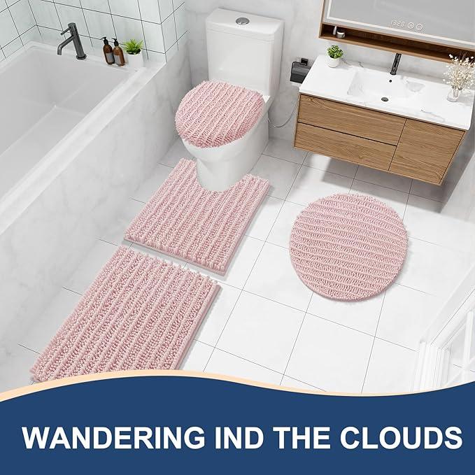 Arotive Luxury Chenille Bathroom Rug Mat, Extra Soft Thick Absorbent Shaggy Bath Rugs, Non-Slip Machine Wash Dry, Plush Bath Mats for Bathroom, Shower and Tub, 24x16, Dirty Pink - ModernBath