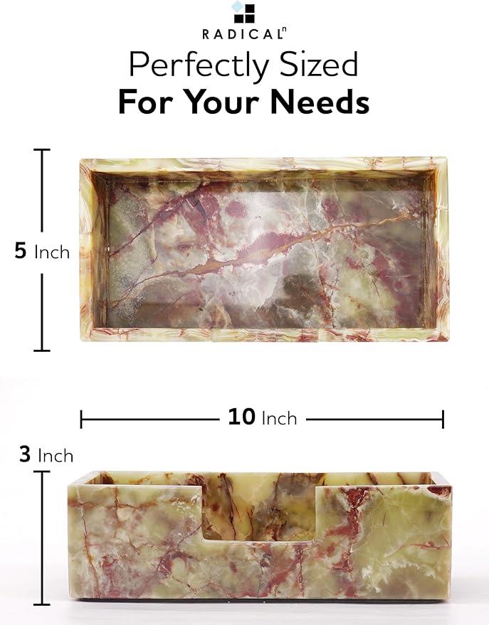 Radicaln Marble Tissue Box Cover 10x5 Inch Handmade Green Decorative Tissues Box Holder for Office Desk & Bathroom Counter Organizer, Rectangle Napkin Holder for Home Decor - ModernBath