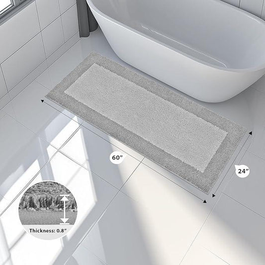 anllugs Bathroom Rugs 24" x 60", Non-Slip Extra Soft Absorbent Bath Rugs, Machine Washable Quick Dry Bath Mats for Bathroom Floor, Shower, Bathtub and Sink, Light Grey & Grey - ModernBath