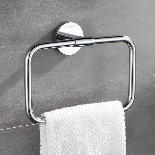 Towel Ring Hand Towel Holder Chrome Towel Racks for Bathroom Wall Mounted Square Towel Ring Holder for Bath Towel Hanger; Brass, 077050-CR Leo Series - ModernBath