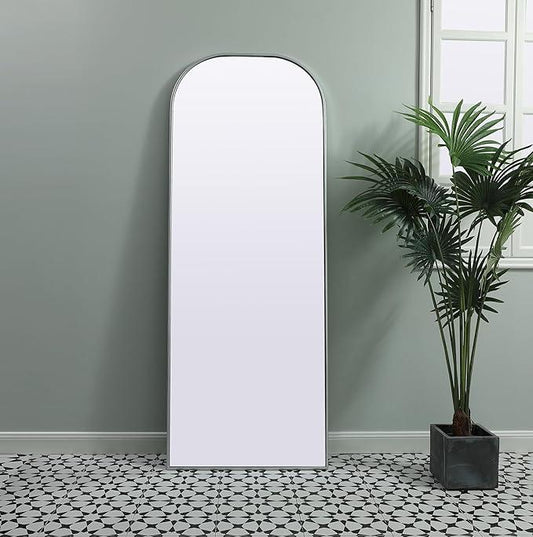 Illuminate, Metal Frame Arch Full Length Mirror 28X74 Inch in, Modern, Silver - ModernBath