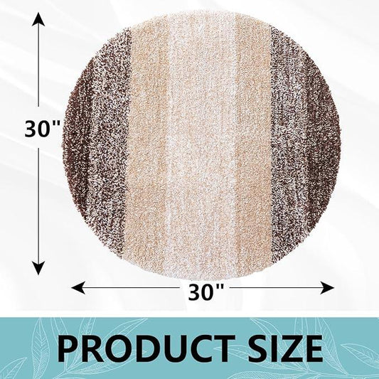 Arotive Microfiber Bathroom Rugs, Shaggy Soft and Absorbent Bath Rug, Non-Slip, Thick Plush Machine Washable Dry Bath Mats for Bathroom, Tub and Shower, 30x30, Brown, Round - ModernBath