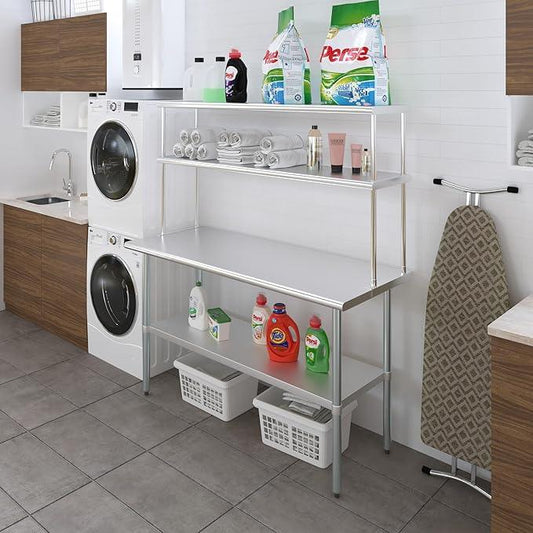 AmGood Double OverShelf Stainless Steel NSF - Many (60" Long x 14" Deep) - ModernBath