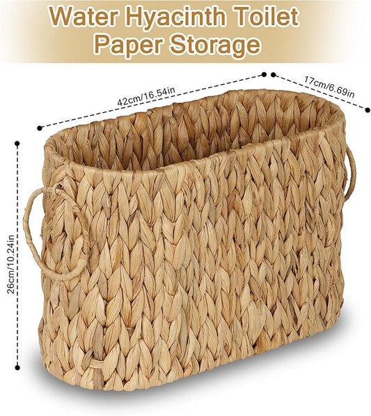 efluky Toilet Paper Storage Basket, Water Hyacinth Slim Toilet Paper Holder- Holds Up to 9 Mega Rolls, Home Bathroom Decor Organizer - ModernBath