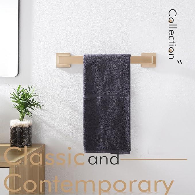 KOKOSIRI 12-Inch Towel Bar for Bathroom Kitchen Towel Holder Wall Mounted SUS304 Stainless Steel Towels Rack, Champagne Bronze B4003CPG-L12 - ModernBath