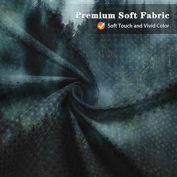 Culudea Misty Mountain Tree Green Spring Waffle Textured Cloth Shower Curtain Set, Fog Forest Nature Vintage Bathroom Window Waterproof Shower Curtains for Bathroom Decor - ModernBath
