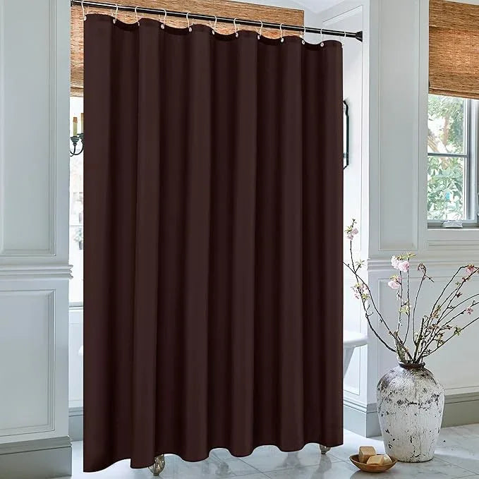 Biscaynebay Extra Long Fabric Shower Curtain Liners 72" Width by 84" Length, Brown Water Resistant Bathroom Curtains Rust Resistant Grommets Top Weighted Bottom Hem Machine Washable - ModernBath