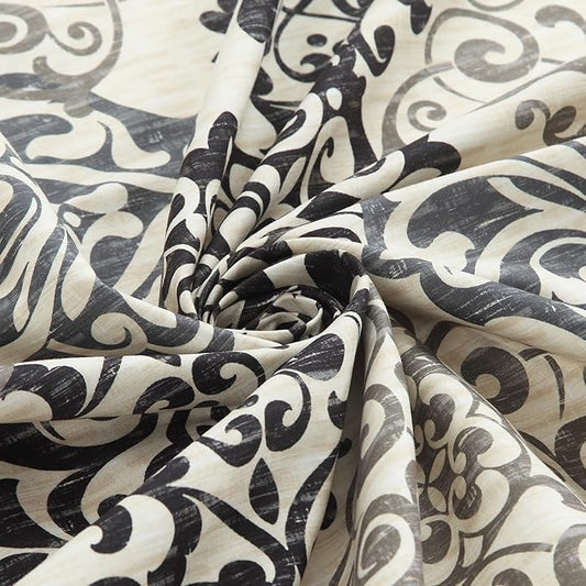 BESTRIPES 54x78 Inch Stall Shower Curtain, Black and Beige Boho Medallion Print Shower Curtains for Bathroom, 54" W x 78" H