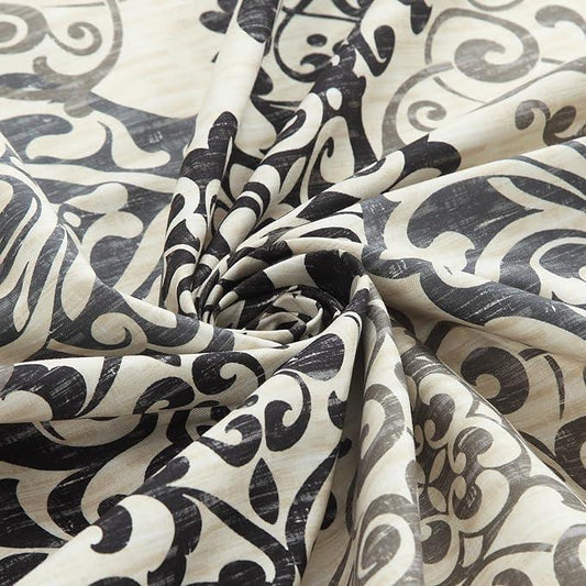 BESTRIPES Stall Fabric Shower Curtain, Black and Beige Boho Medallion Print Shower Curtains for Bathroom, 54" W x 72" H - ModernBath