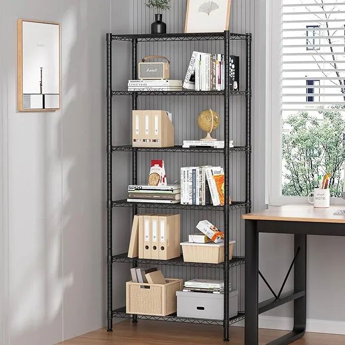 6 Tier Adjustable Storage Shelves,Heavy Duty Metal Utility Shelf 900LBS Capacity,Wire Shelving Unit Organizer Rack for Home,Kitchen,Office,Bathroom,Pantry Room,12" D x 22" W x 69" H,Black - ModernBath
