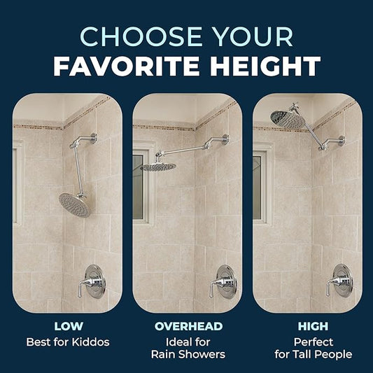 HammerHead Showers® Solid Metal 12-Inch Adjustable Shower Extension Arm – Raises Showerhead Height, Supports up to 10lbs – Oil Rubbed Bronze