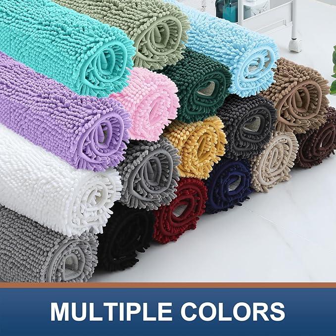 Smiry Luxury Chenille Bathroom Rugs 44x24, Extra Soft and Absorbent Shaggy Bath Mat, Machine Washable, Non-Slip Plush Carpet Runner for Tub, Shower, and Floor, Home Decor Accessories, Brown - ModernBath