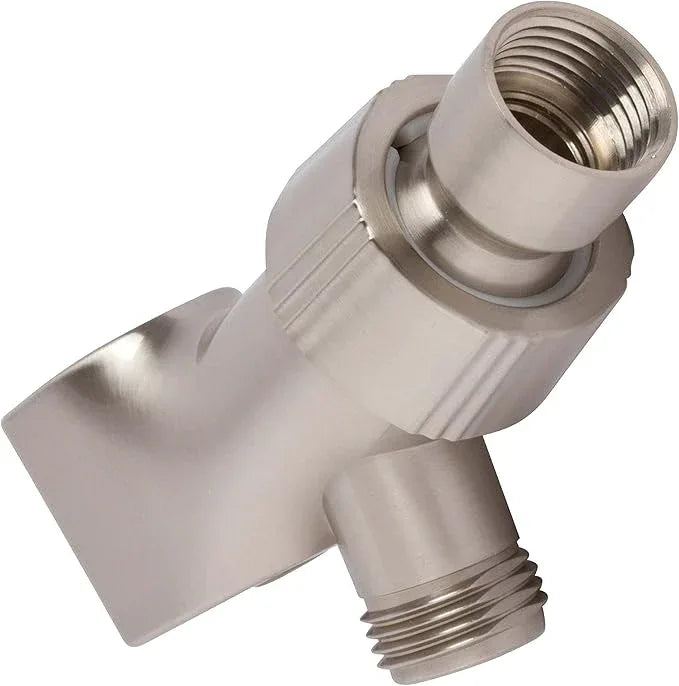 Shower Arm Bracket - Adjustable Handheld Shower Arm Mount & Holder with Brass Connector - Indoor and Outdoor Modern Bath Spa Fixture - Brushed Nickel - ModernBath