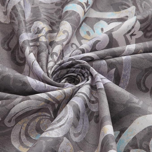 BESTRIPES Gray and Purple Shower Curtain, Baroque Medallion Print Bath Curtain, Waterproof Polyester Fabric, 72" W x 72" H