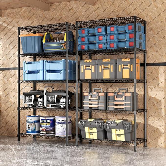 SINGAYE 5 Garage Shelving Wire Storage Heavy Duty Shelves 1750LBS Shelving Unit Metal Bathroom Organizers and Shelf Wire Closet Pantry Kitchen Rack 18" Dx36 Wx71 H Black - ModernBath