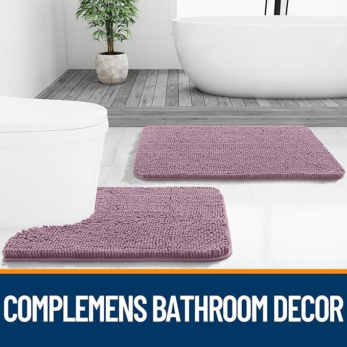 OLANLY Bathroom Rugs 30x20, Extra Soft Absorbent Chenille Bath Rugs, Rubber Backing Quick Dry, Machine Washable Bath Mats for Bathroom Floor, Tub and Shower, Home Decor Accessories, Deep Plum - ModernBath