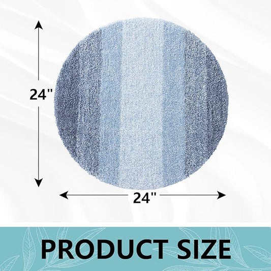 Arotive Microfiber Bathroom Rugs, Shaggy Soft and Absorbent Bath Rug, Non-Slip, Thick Plush Machine Washable Dry Bath Mats for Bathroom, Tub and Shower, 24x24, Light Blue, Round - ModernBath