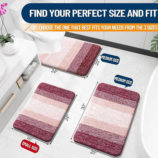 OLANLY Bathroom Rugs Mat 30x20, Extra Soft Absorbent Microfiber Bath Rugs, Rubber Backing, Quick Dry, Machine Washable Bath Mats for Bathroom Floor, Tub and Shower, Home Decor Accessories, Red - ModernBath