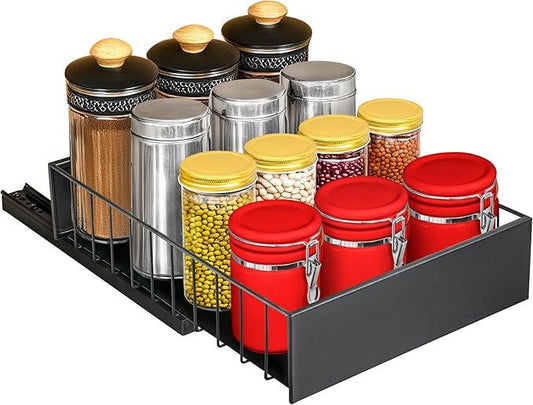 LYNK PROFESSIONAL® Pull Out Cabinet Organizer, 10" x 14" Single Tier Slide Out Drawers for Kitchen Cabinets - Sliding Pull-Out Pantry Shelves – Home Shelf Organizers - Lifetime Ltd. Warranty, Black - ModernBath