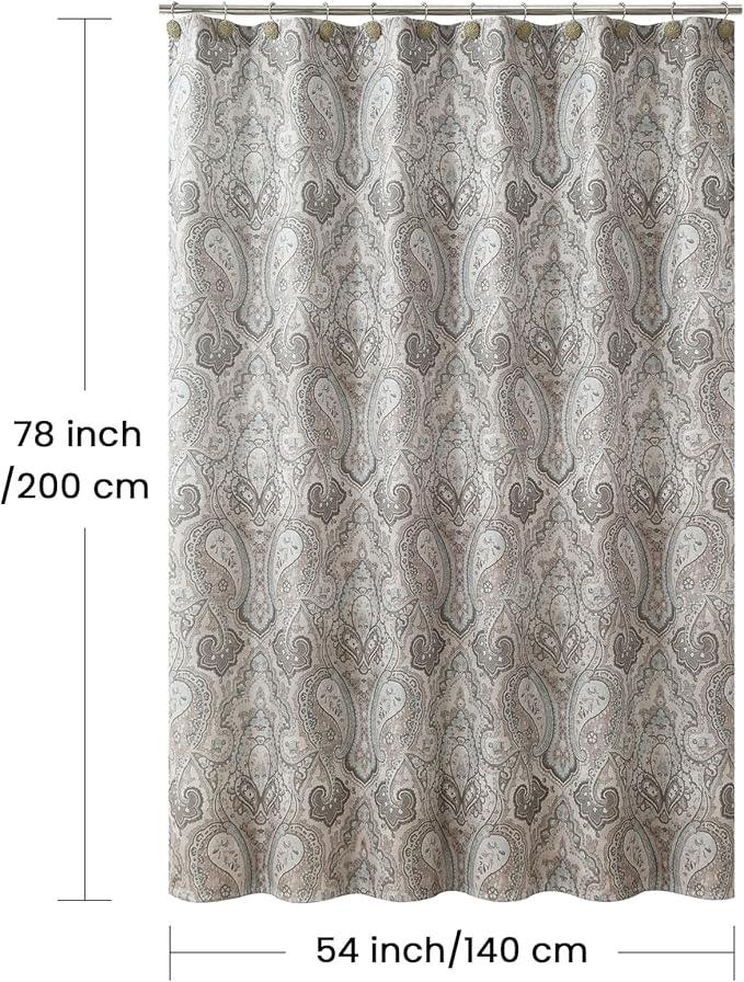 BESTRIPES 54x78 Inch Stall Shower Curtain, Taupe Gray Blue Paisley Print Fabric Shower Curtains for Bathroom, 54" W x 78" H - ModernBath