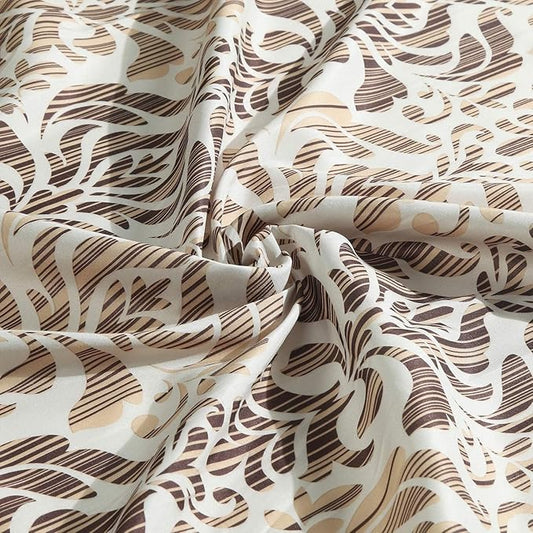 BESTRIPES Long Fabric Shower Curtain, Brown Damask Print Cloth Shower Curtains for Bathroom, Waterproof Bathroom Curtains, 78" W x 78" H
