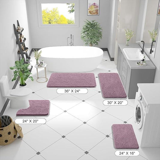 OLANLY Bathroom Rugs 47x17, Extra Soft Absorbent Chenille Bath Rugs, Rubber Backing Quick Dry, Machine Washable Bath Mats for Bathroom Floor, Tub and Shower, Home Decor Accessories, Deep Plum - ModernBath