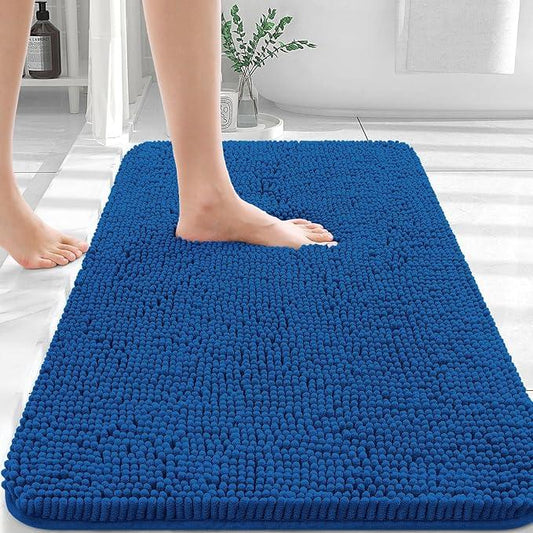 OLANLY Bathroom Rugs 30x20, Extra Soft Absorbent Chenille Bath Rugs, Rubber Backing Quick Dry, Machine Washable Bath Mats for Bathroom Floor, Tub and Shower, Home Decor Accessories, Deep Navy Blue - ModernBath