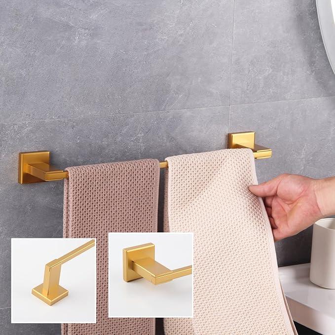 GERZWY 18-Inch Gold Towel Rack, Single Towel Bars for Bathroom, Wall Mounted Stainless Steel Hand Towel Holder JG1901A45-BE - ModernBath