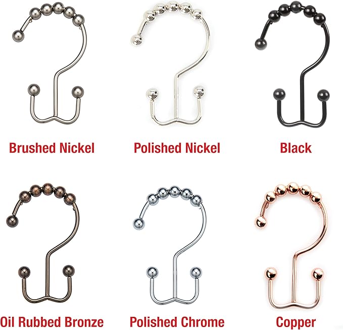 2lbDepot Copper Shower Curtain Hooks Rings, Premium Rust-Resistant Stainless Steel Metal, Double Dual Sided Hooks, Glides Effortlessly on Bathroom Shower Rods, Set of 12 Decorative Copper Hooks