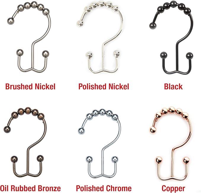 2lbDepot Copper Shower Curtain Hooks Rings, Premium Rust-Resistant Stainless Steel Metal, Double Dual Sided Hooks, Glides Effortlessly on Bathroom Shower Rods, Set of 12 Decorative Copper Hooks - ModernBath