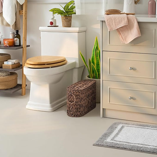 GRANNY SAYS Toilet Paper Storage Basket with Lid, Woven Toilet Paper Holder, Waterproof Bathroom Organizers and Storage, Wicker Basket for Bathroom Storage, Brown