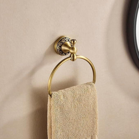 Antique Brass Toilet Paper Holder Towel Ring, Brushed Brass Towel Holder Toilet Paper Roll Holder, Rustic Towel Rack Bathroom Accessories Set Hardware 2 Pieces Farmhouse Wall Mounted - ModernBath