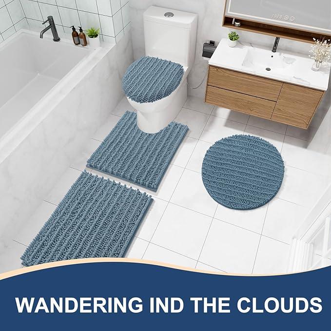 Arotive Luxury Chenille Bathroom Rug Mat, Extra Soft Thick Absorbent Shaggy Bath Rugs, Non-Slip Machine Wash Dry, Plush Bath Mats for Bathroom, Shower and Tub, 30x20, Smoky Gray - ModernBath