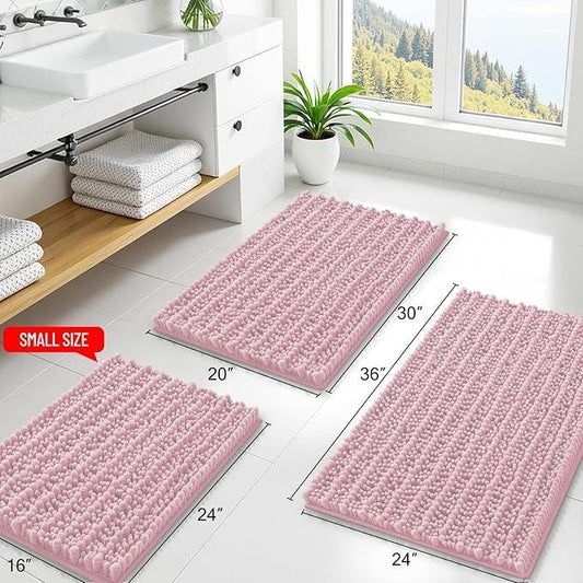 Smiry Bathroom Rugs Mat 24x16, Extra Soft Absorbent Chenille Bath Rugs, Non Slip Rubber Backing Machine Washable Quick Dry Bath Mats for Bathroom Floor, Tub, Shower, Home Decor Accessories, Dusty Rose - ModernBath