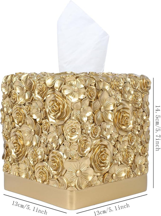 Hymmah Modern Square Tissue Box Cover Holder,Bathroom Accessories Decor Unique Design Tissue Box Cover for Bathroom Vanity Counter Tops Also Great for Bedrooms and Living Rooms