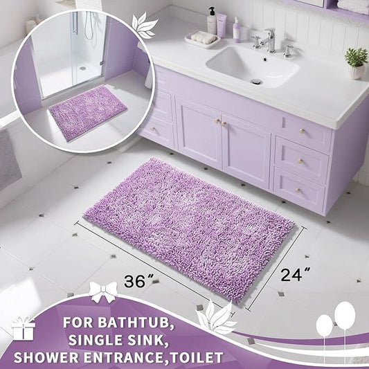 Yimobra Large Bathroom Rug Non Slip 36x24 Inch, Extra Thick Soft Absorbent Chenille Bath Mat, Machine Washable Quick Dry Bath Rugs for Bathroom Floor, Tub and Shower, Home Decor Accessories, Lilac - ModernBath