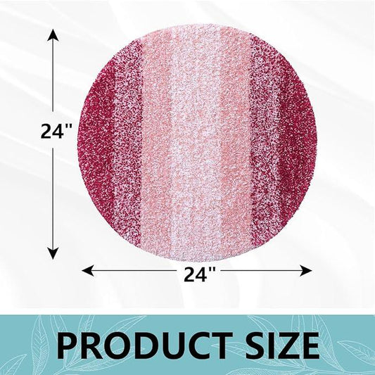 Arotive Microfiber Bathroom Rugs, Shaggy Soft and Absorbent Bath Rug, Non-Slip, Thick Plush Machine Washable Dry Bath Mats for Bathroom, Tub and Shower, 24x24, Burgundy, Round - ModernBath