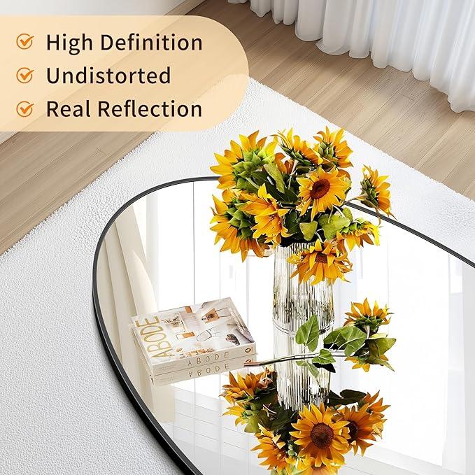 Bathroom Mirrors, 20" x40" Black Mirrors, Oval Vanity Mirrors, Metal Framed Wall Mounted Mirrors, Vertical/Horizontal Mirror for Bathroom Bedroom Entryway Living Room - ModernBath