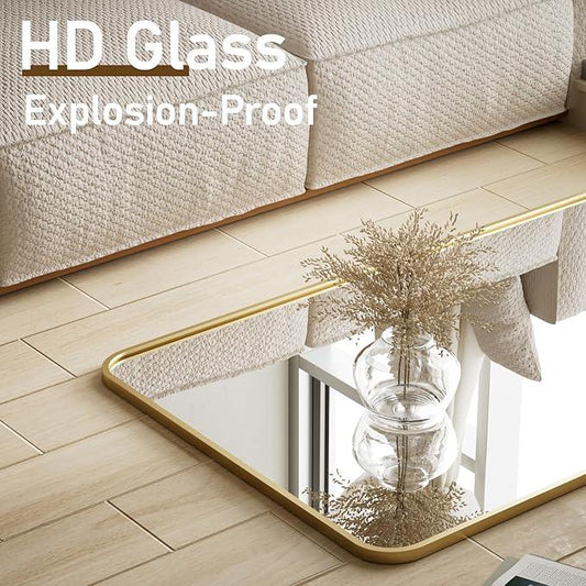 BEAUTYPEAK Gold Full Length Mirror, 65"x24" Rounded Corner Floor Mirror Standing Hanging or Leaning Against Wall, Suitable for Bedroom or Dressing Room - ModernBath