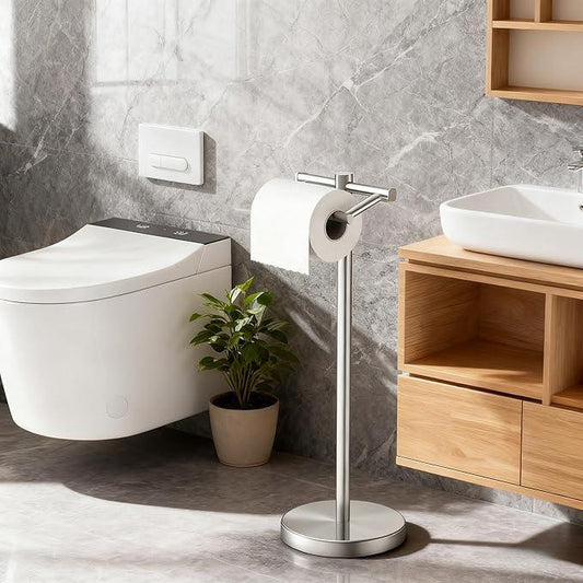 FORIOUS Toilet Paper Holder Wall Mount, Stainless Steel Rustproof Double Post Pivoting Tissue Roll Holder for Bathroom, Commercial Toilet Paper Dispenser Toilet Paper Holder Stand, Stainless Steel - ModernBath