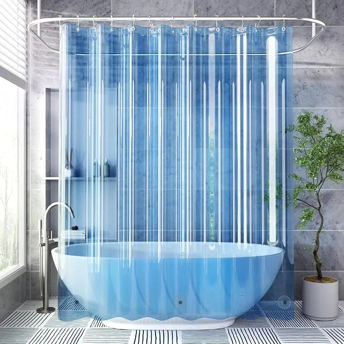 AmazerBath Shower Curtain Liner, 72x72 Transparent Blue Shower Liner, Lightweight Plastic Shower Curtain Liners, Cute Waterproof Shower Liner for Bathroom with 3 Magnets and 12 Grommet Holes - ModernBath