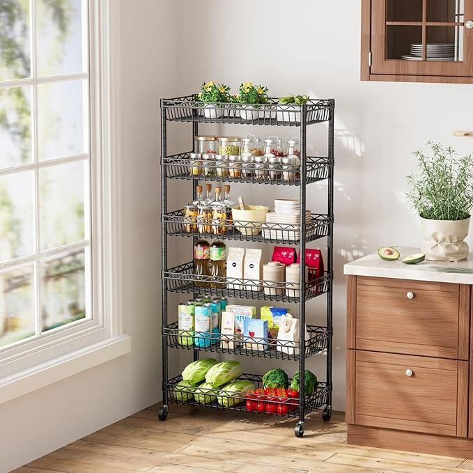 SINGAYE Shelf Closet Wire Shelving:Adjustable Metal Unit for Laundry Room Organization Bathroom Kitchen Home Storage with Wheels Pantry Rack Shelves - ModernBath