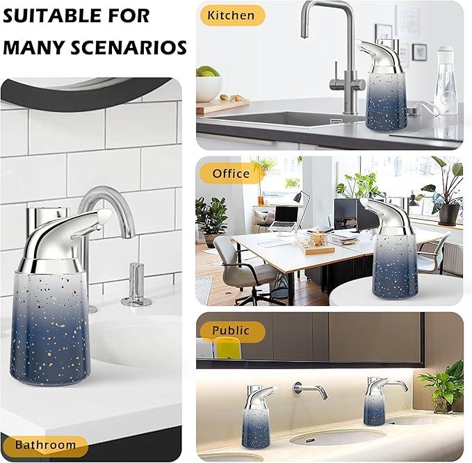 Greatmay Adjustable Automatic Soap Dispenser Touchless, Ceramic Material,4 Adjustable Levels, Type-c Rechargeable Operated Sensor Liquid Soap Pump,Touch-Free Hand Sanitizer Dispenser (Starry Silver) - ModernBath