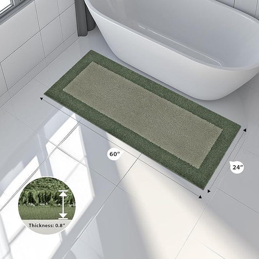 anllugs Bathroom Rugs 24" x 60", Non-Slip Extra Soft Absorbent Bath Rugs, Machine Washable Quick Dry Bath Mats for Bathroom Floor, Shower, Bathtub and Sink, Sage Green & Budding Green - ModernBath