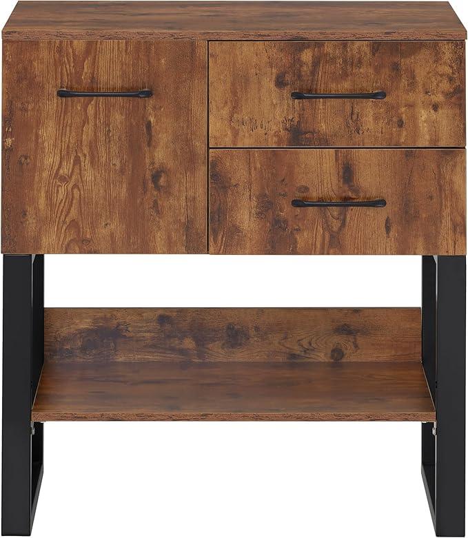 BarberPub Styling Barber Station, Wall Mount Storage Cabinet, Salon Equipment for Hair Stylist, Spa Beauty Makeup Organizer, Bathroom Dresser with Drawers & Shelf 3185 (Brown & Black) - ModernBath