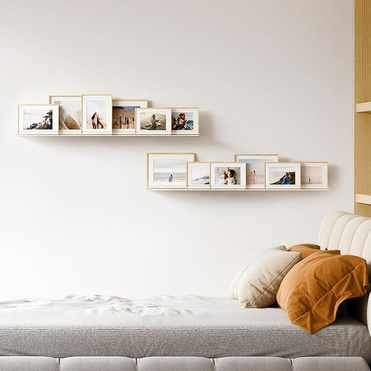 upsimples 2 Pack 35.5x5.5 Inches Acrylic Shelves for Wall Storage, Floating Bookshelves for Kids, Display Shelf Organizer for Bathroom, Bedroom, Living Room, Kitchen, Clear - ModernBath